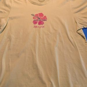 Life is Good Pink Hibiscus Tee Shirt XXL